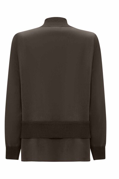 T26K-6002 Triko Bant Detaylı Cupro Tunik TAUPE - MISS DALIDA (1)