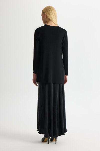 Triko-Cupro Ceket Siyah - 3