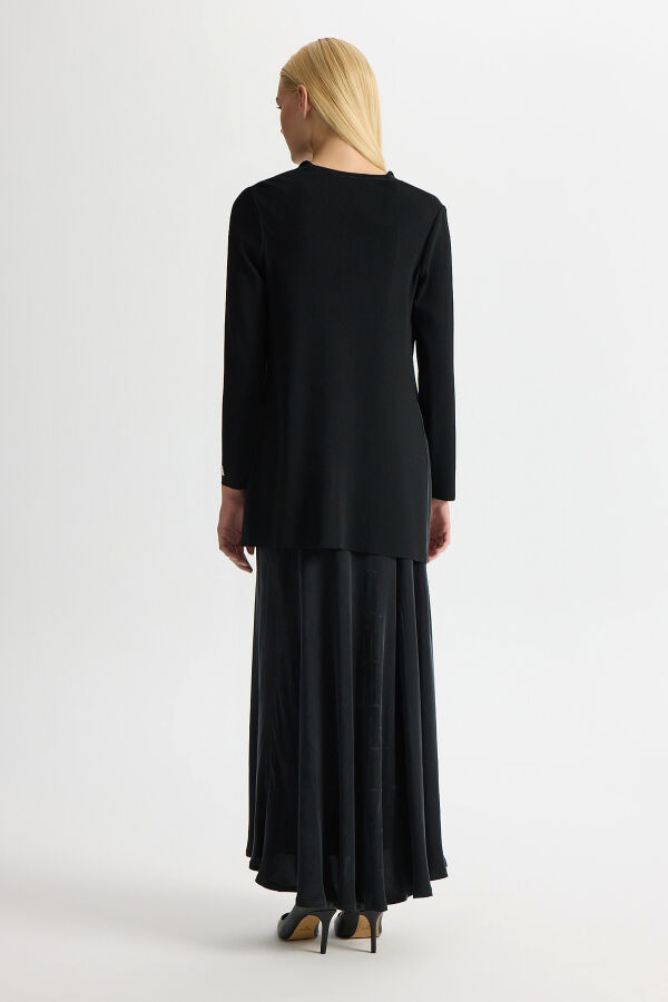 Triko-Cupro Ceket Siyah - 3