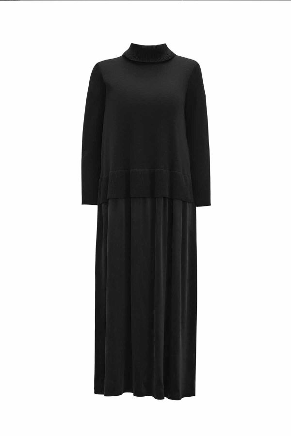 T26K-4007 Triko - Cupro Elbise BLACK - 1