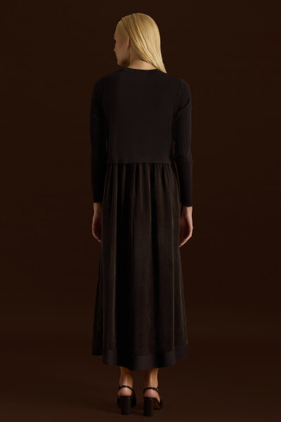 Triko Cupro Elbise Kahverengi - 4