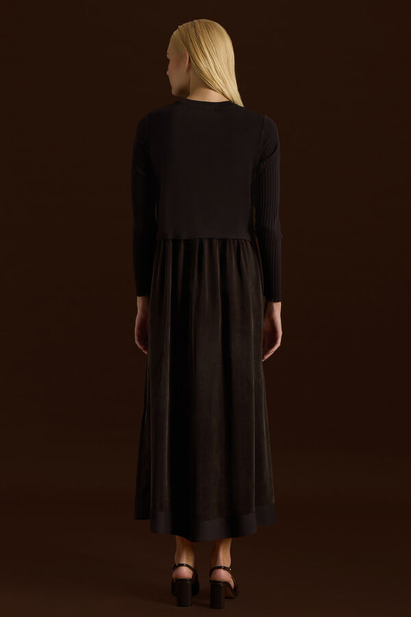 Triko Cupro Elbise Kahverengi - 4