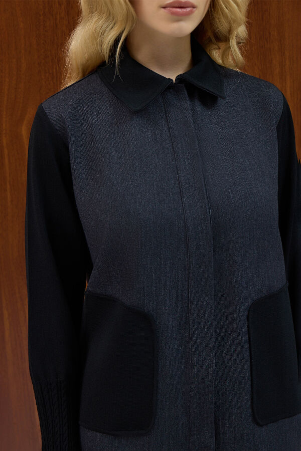 Denim Sports Cap with Knitwear Detail - 3