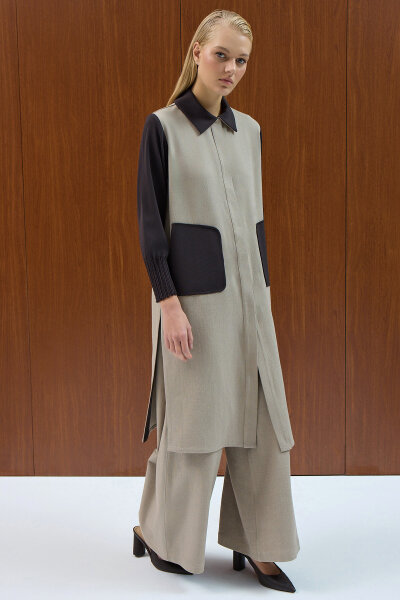 Triko Detaylı Denim Spor Kap Stone - MISS DALIDA (1)