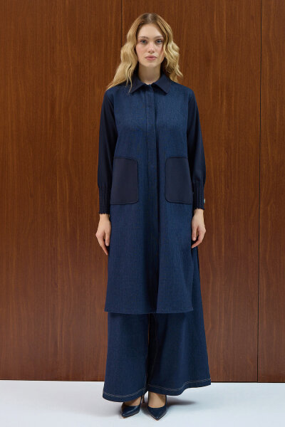 Denim Sports Cap with Knitwear Detail 