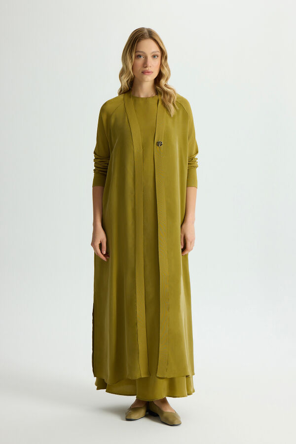 Knitwear Detailed V-Neck Cupro Cap - 1