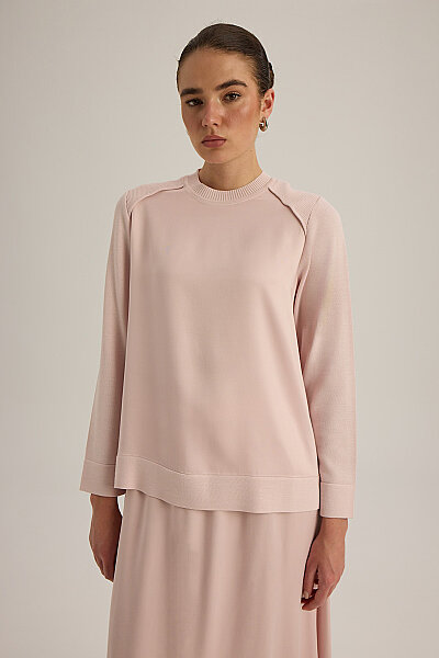  Triko Korsajlı Uzun Etek Pudra - 5
