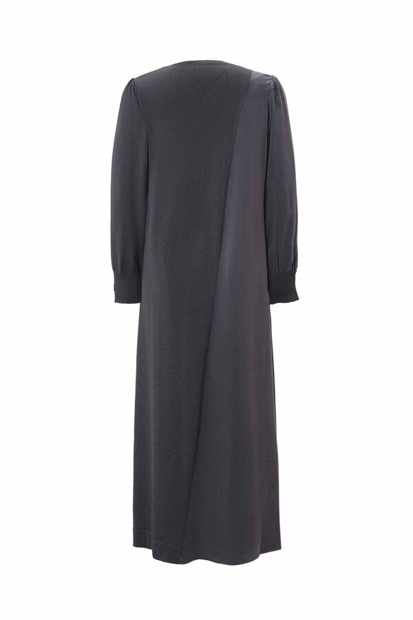 T26K-4005 Triko Manteşli Rahat Kesim Elbise ORMA-GREY - 2