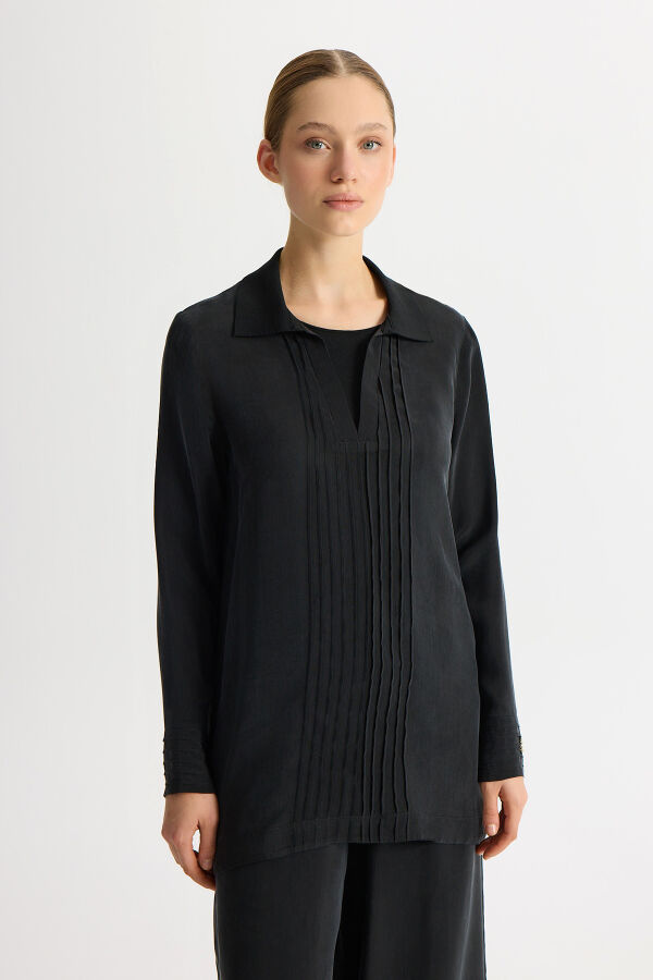 Knitted Collared Cupro Tunic - 1