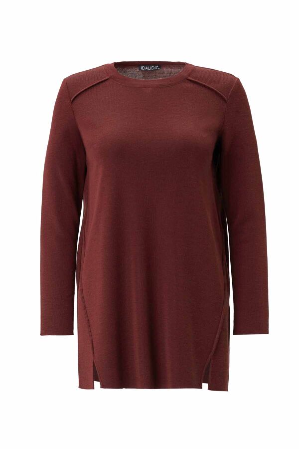 T26K-6001 Uzun Kollu Basic Triko Tunik ABUSO-MAROON - 1