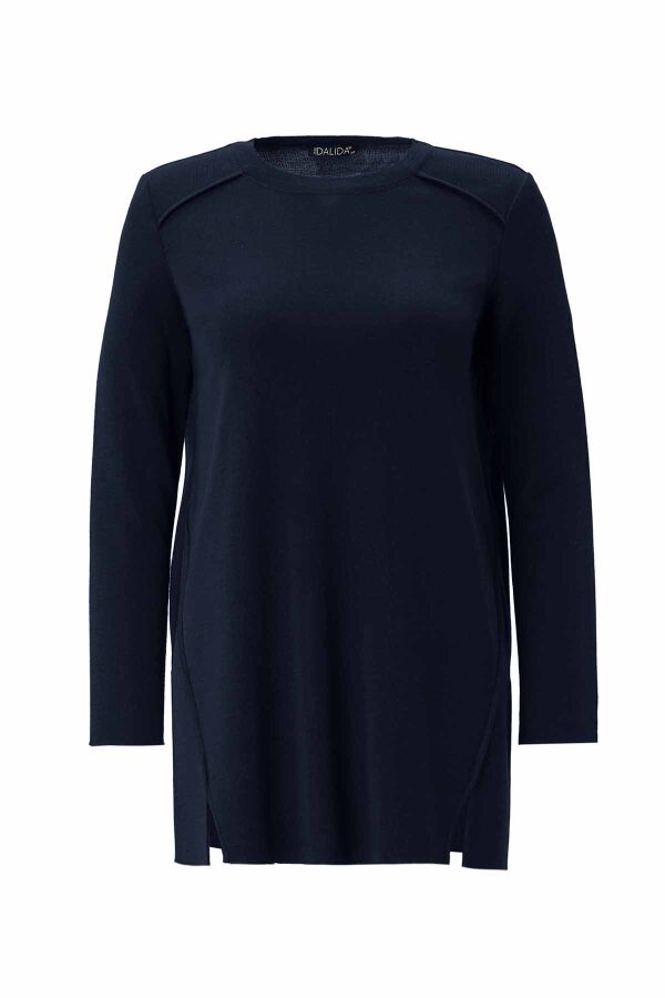 T26K-6001 Uzun Kollu Basic Triko Tunik OASI-DARK NAVY - 1