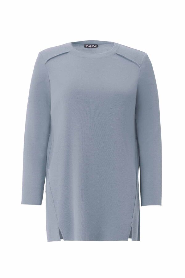 T26K-6001 Uzun Kollu Basic Triko Tunik NERVİ-BLUE - 1