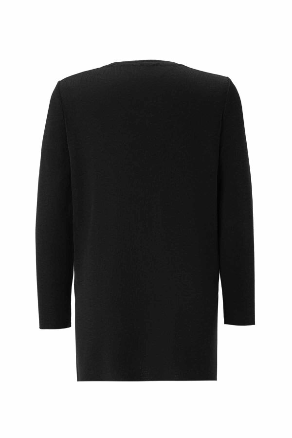 T26K-6001 Uzun Kollu Basic Triko Tunik BLACK - 2