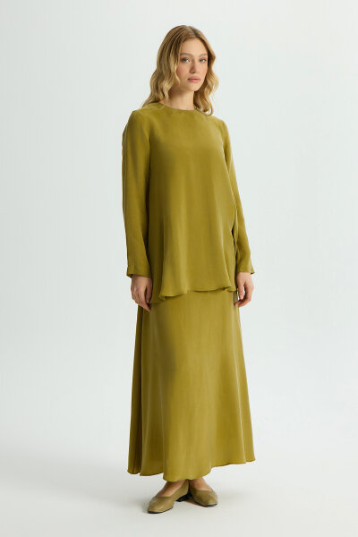 Uzun Kollu Cupro Tunik Amber - MISS DALIDA