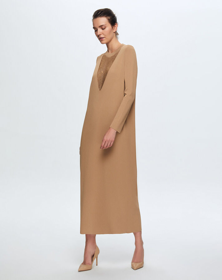 T24K-4010 V-Neck Stone Detailed Dress - 6