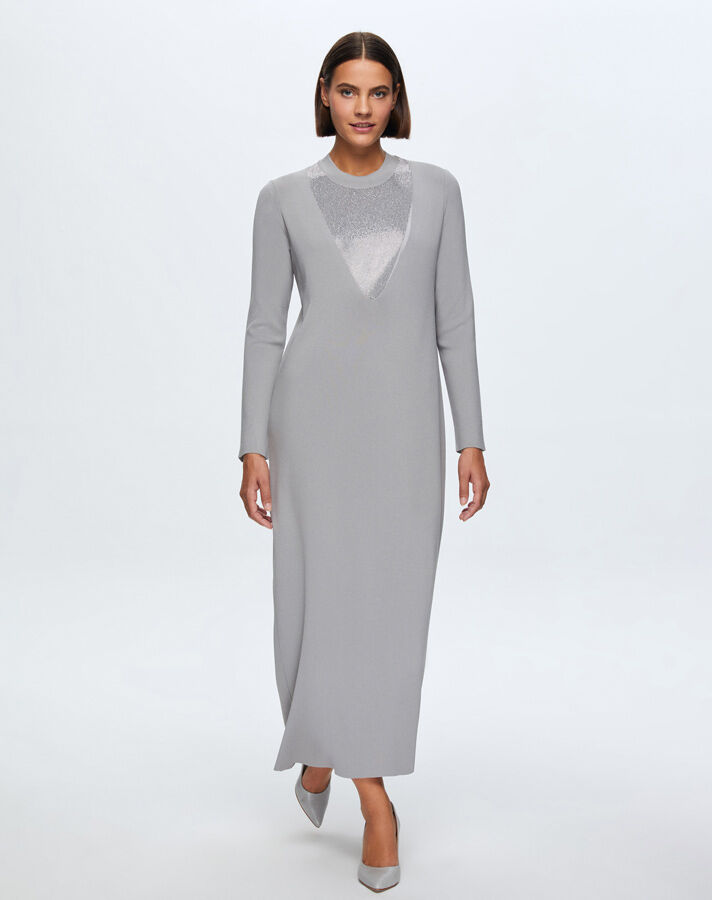 T24K-4010 V-Neck Stone Detailed Dress - 9