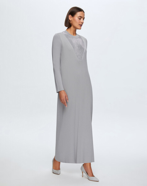 T24K-4010 V-Neck Stone Detailed Dress - 10