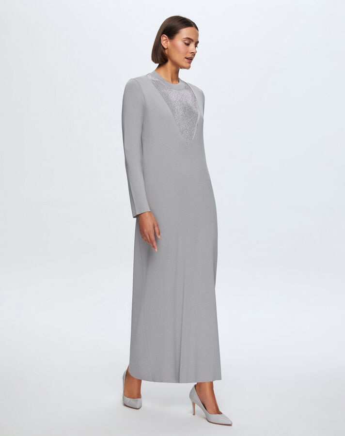 T24K-4010 V-Neck Stone Detailed Dress - 10