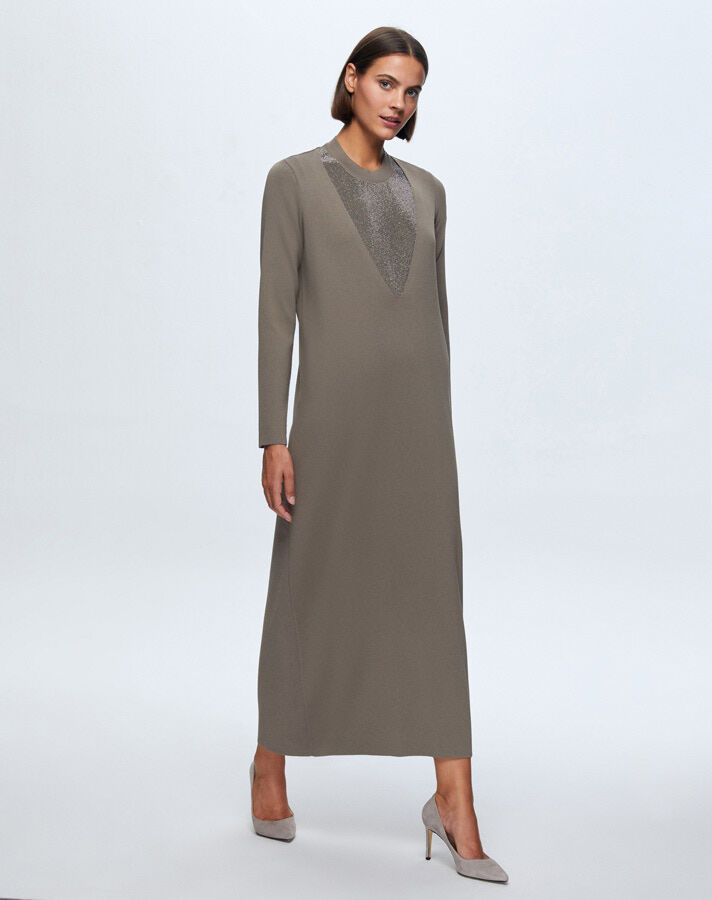 T24K-4010 V-Neck Stone Detailed Dress - 3