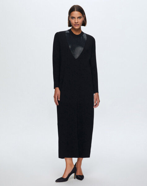 T24K-4010 V-Neck Stone Detailed Dress - 14