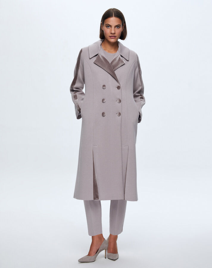 T24K-8005 Velvet Detailed Knitwear Coat - 8