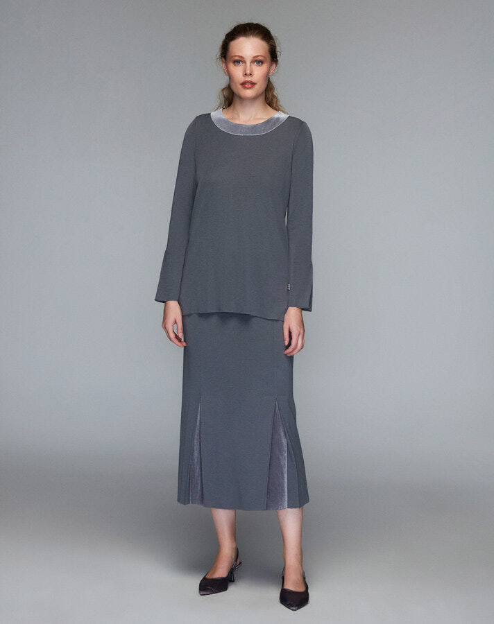 T24K-6070 Tunic with Velvet Detail on Collar - 3