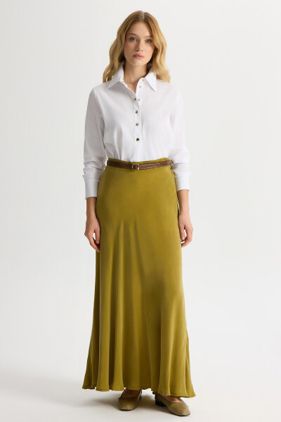 Verev Kesim Cupro Etek Amber 