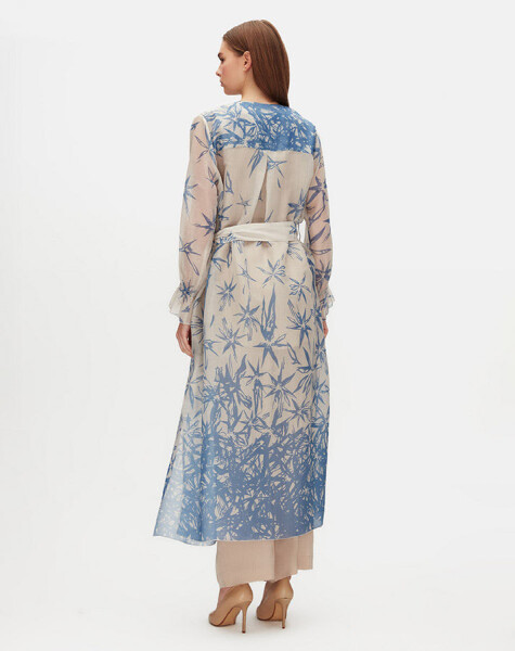 Waist Belted Patterned Linen Jacket - 2