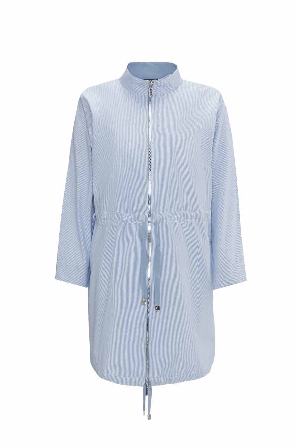 Waist Drawstring Stand Collar Casual Jacket - 5