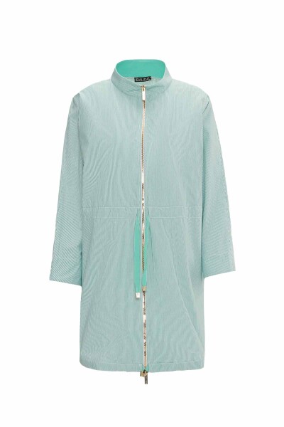 Waist Drawstring Stand Collar Casual Jacket - 6