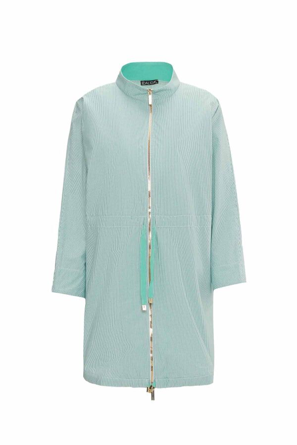 Waist Drawstring Stand Collar Casual Jacket - 6