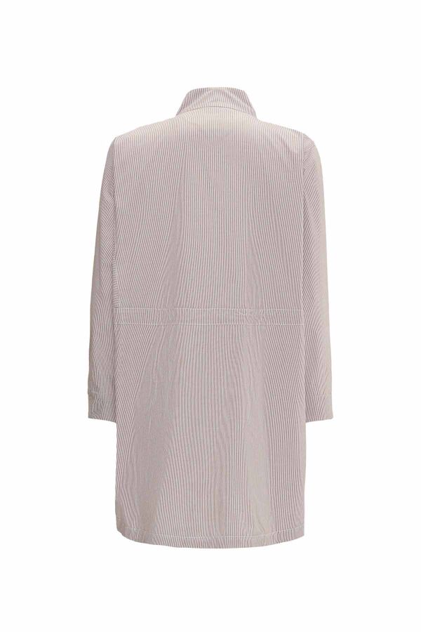Waist Drawstring Stand Collar Casual Jacket - 11