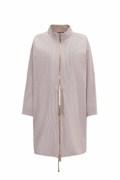 Waist Drawstring Stand Collar Casual Jacket - 10