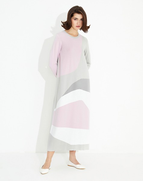 T23Y-4025 Wave Patterned Long Knitwear Dress - 6