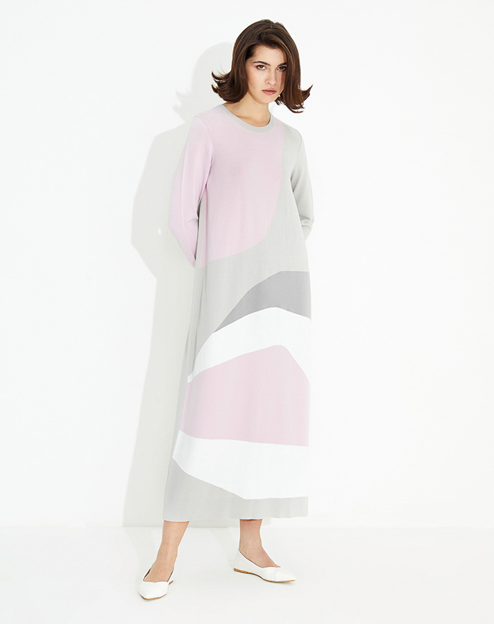 T23Y-4025 Wave Patterned Long Knitwear Dress - 6