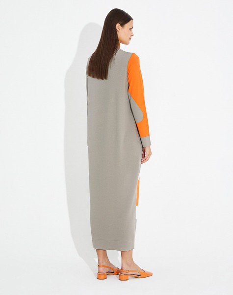 T23Y-4025 Wave Patterned Long Knitwear Dress - 2