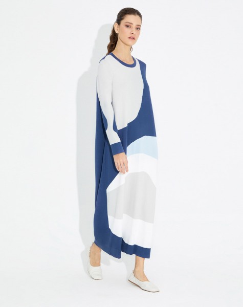 T23Y-4025 Wave Patterned Long Knitwear Dress - 10