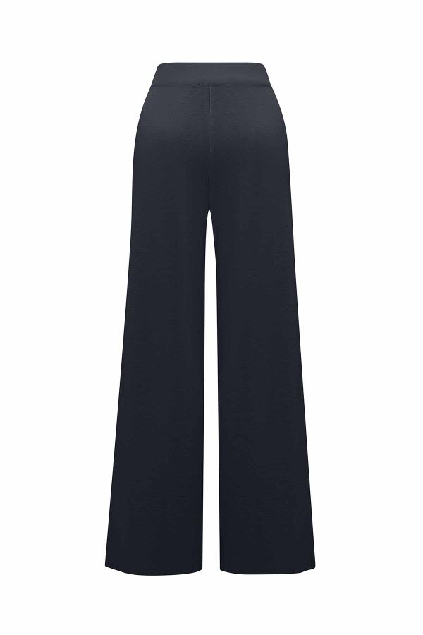 Wide Leg Dark Grey Knit Pants - 2