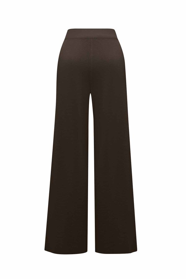 Wide Leg Knit Brown Pants - 2