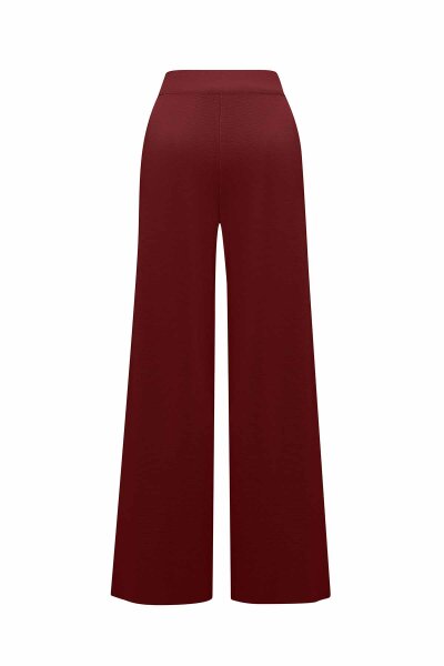 Wide Leg Knit Burgundy Pants - MISS DALIDA (1)