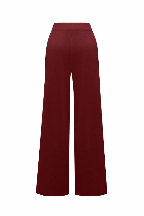 Wide Leg Knit Burgundy Pants - 2