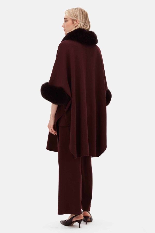 Wide Leg Knit Dark Burgundy Pants - 3