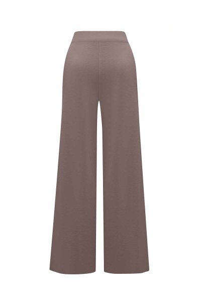 Wide Leg Knit Taupe Pants - MISS DALIDA (1)