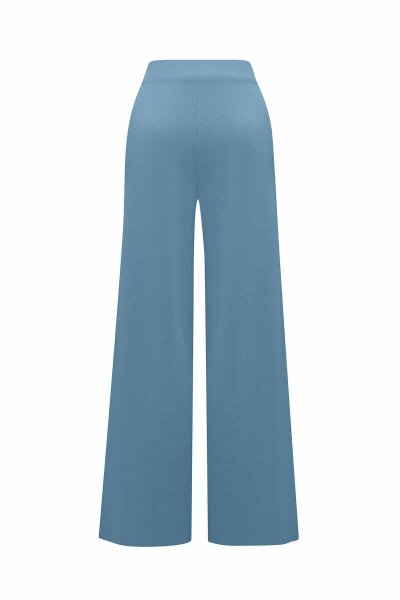 Wide Leg Light Blue Knit Pants - MISS DALIDA (1)