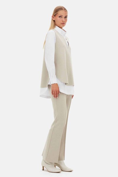 T26K-6014 Yaka Detaylı Kolsuz Triko Tunik ELSA-STONE - 2