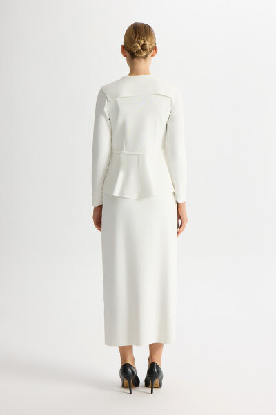 Yaka Detaylı Triko Şık Ceket Ekru - MISS DALIDA (1)