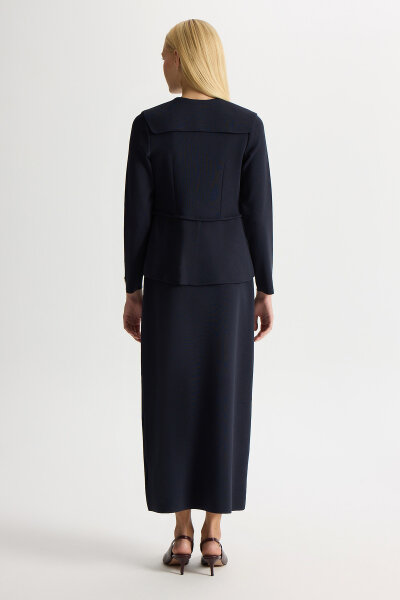 Yaka Detaylı Triko Şık Ceket Siyah - MISS DALIDA (1)