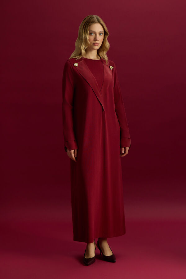 Knit Dress with Collar and Wrist Details - 1