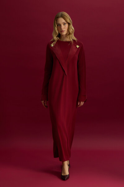 Knit Dress with Collar and Wrist Details - 2