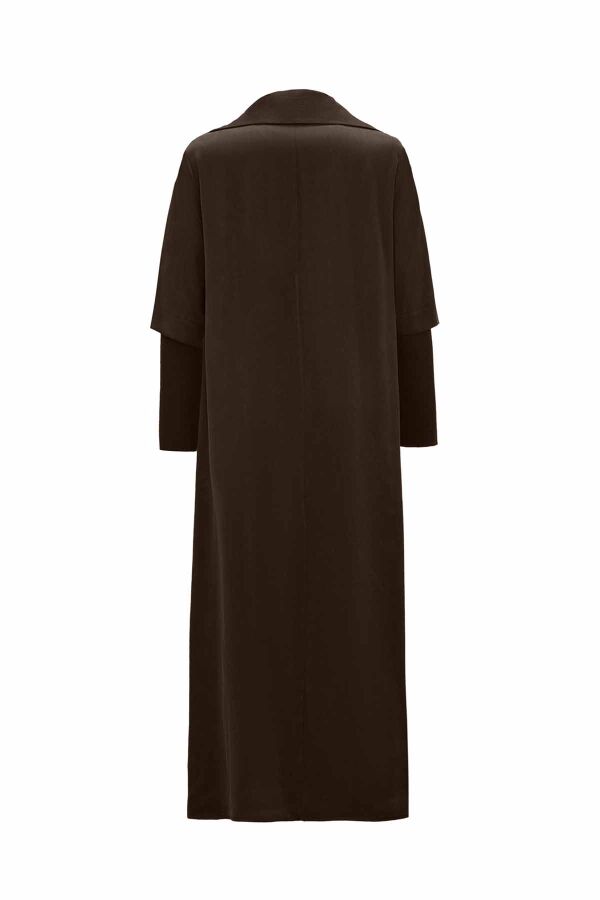 T26K-4006 Yakası Fermuarlı Cupro Elbise TAUPE - 2